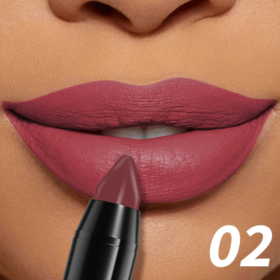 15-Color Velvet Matte Lipstick Pencil Waterproof  Red Brown Pink Long Lasting Lip Stick Korean Makeup Lip Tint Cosmetic Lipgloss