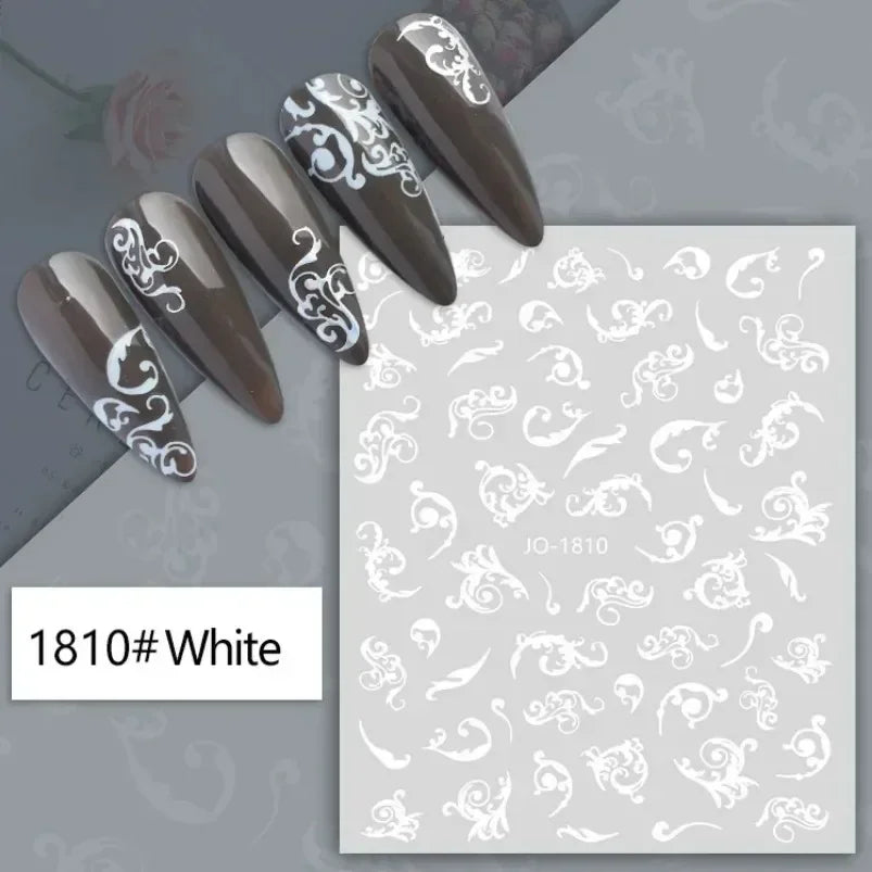 Cherry Blossom 3D Nail Stickers White Flower Petals Nail Art Decals Elegant Wedding Design Spring Sakura Manicure Slider Decor