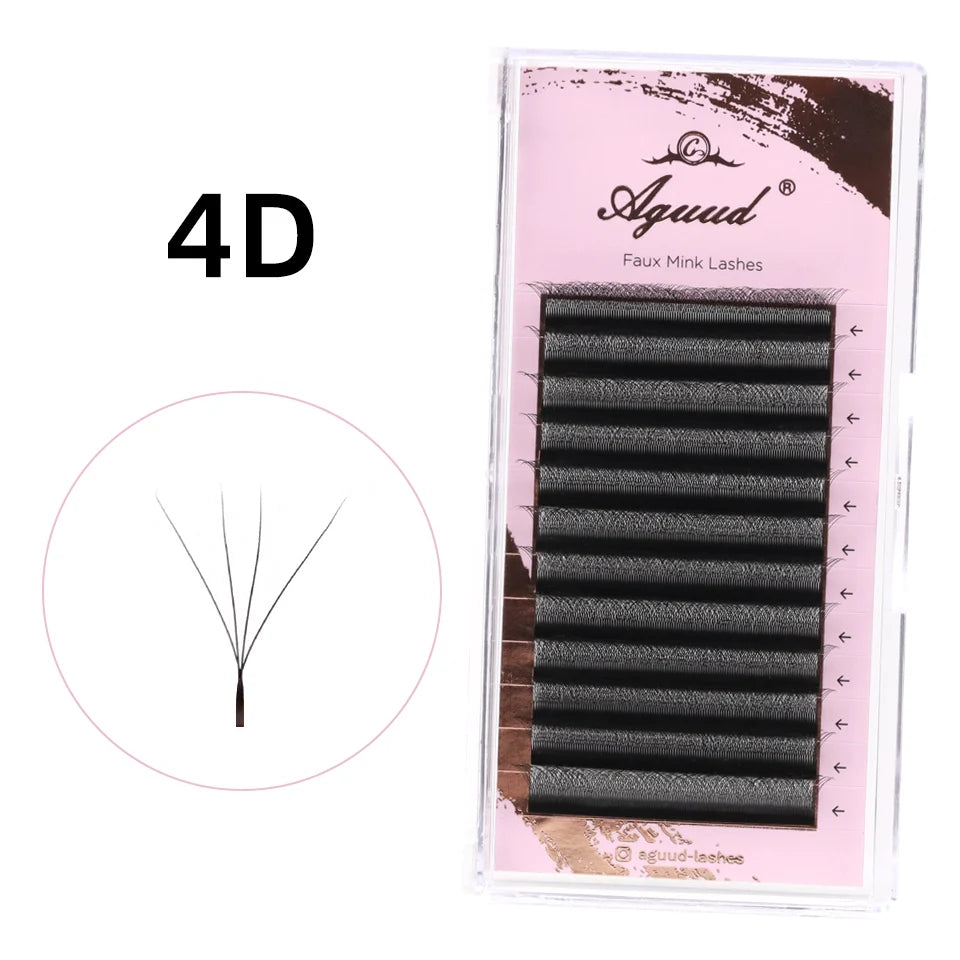 NEW L M Curl Brown 3D Fairy Lashes Premade Bloom Fans Eyelash Extension 3D Clover Spike Hand Woven Dark Brown 3D W Shaped Lashes