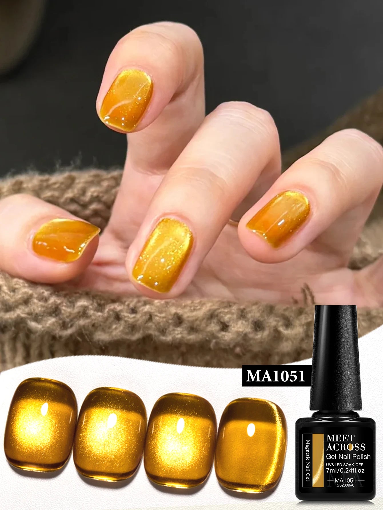7ml Amber And Brown Magnetic Gel Autumn Black Nails Luxury Coffee Amber Whitening Glass Bead Cat Magnet Gel Brown Red Nails