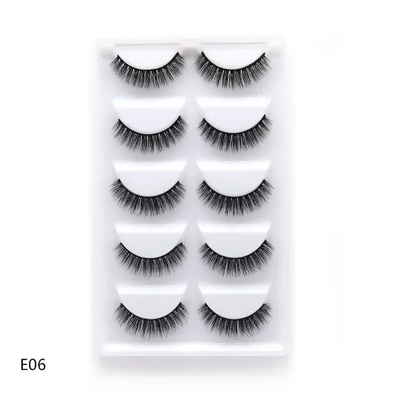 AMSNCN NEW 5Pair 100% Real 3D Mink Lashes Soft Natural False Eyelashes Makeup Long Eye Lashes Eyelash Extension CiliosH13mini