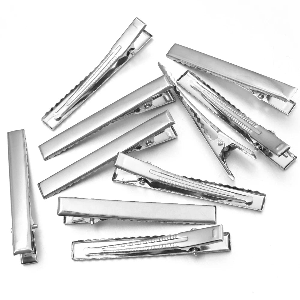20-50pcs 20/32/40/45/55/65/75/98mm Metal Flat Single Prong Alligator Hairpin Clip Base DIY Hair Clip Jewelry Making Accessories