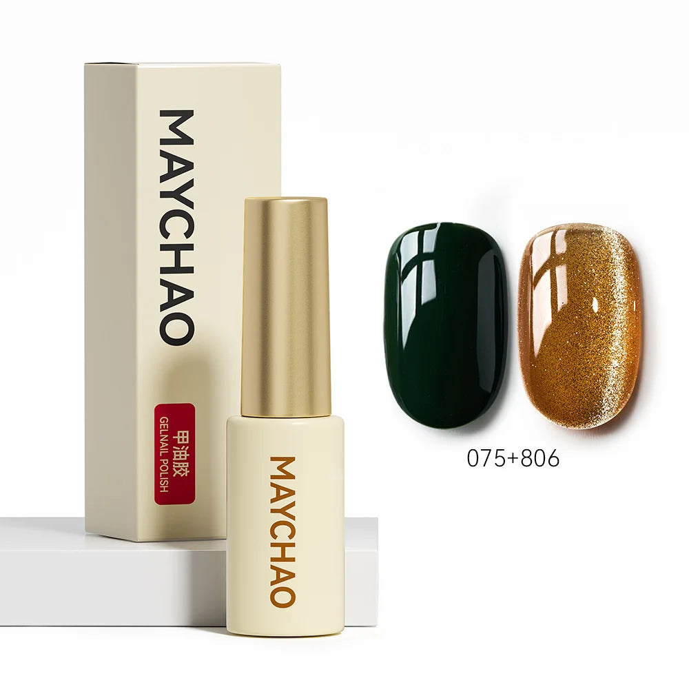 MAYCHAO 5ML Gel Nail Polish 9D Laser Diamond Glitter Cat Eye Gel Semi-Permanent Soak Off UV LED Gel Nail Manicure Tools Nail Art