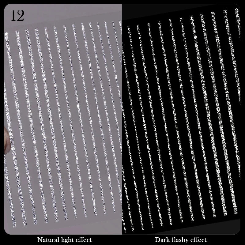 3D Nail Stickers Bronzing Gold Silver Lines Stripe Geometric Design Flowers Gradient Adhesive Slider Papers Nail Art Accessories