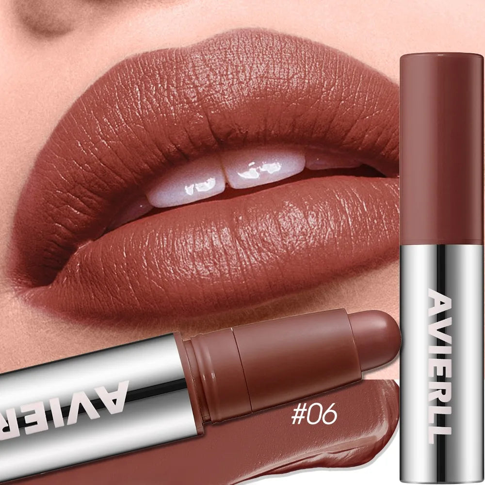 Smooth Matte Lipstick - Long-Lasting, Moisturizing, and Easy to Apply Lip Glaze with Rotating Pen Design - Waterproof Lip Makeup