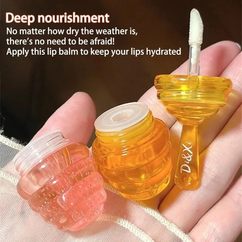 Small Honeypot Lip Oil Long Lasting Moisturizing and Fading Lip Pattern Water Lip Balm Liquid Lipstick Lipgloss Makeup Cosmetics