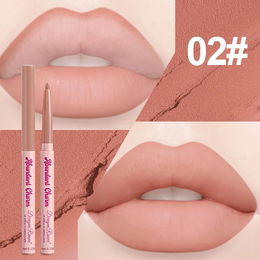 Long-Lasting Waterproof Matte Nude Lip Liner Lisptick Pen High Pigmentation Retractable Smooth Application Makeup Cosmetics