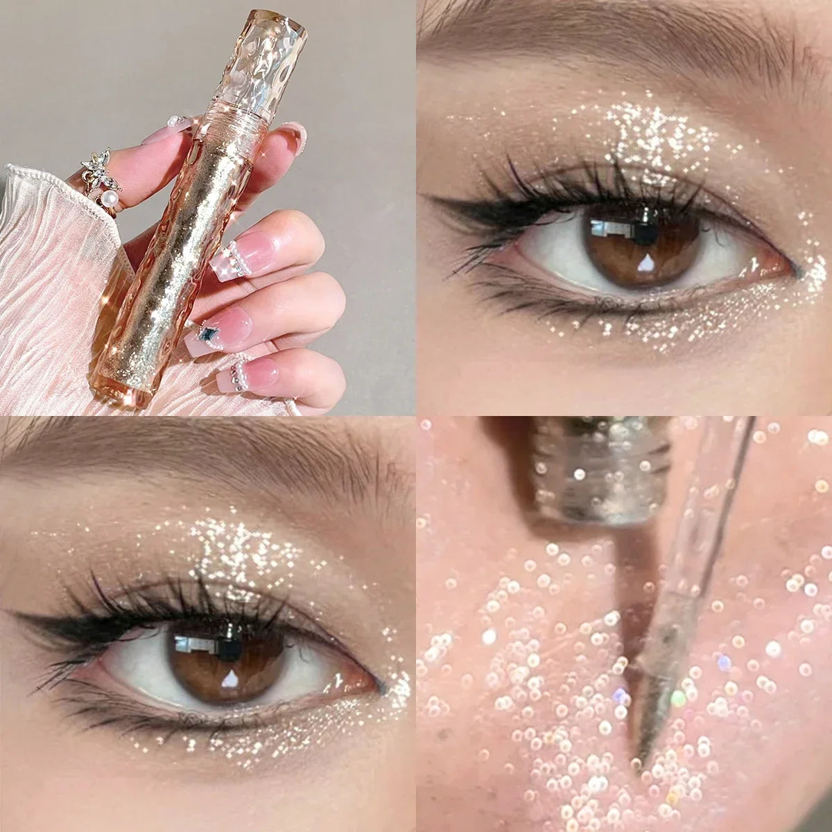 HISYI Colorful Star Flash Eyeshadow Pearlescent Sequins Brighten the Eye Silkworm Monochrome Eyeshadow Liquid High Gloss Makeup