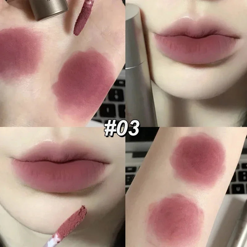6 Color Long-Lasting Waterproof Matte Velvet Lip Gloss Mist Liquid Matte Lipstick Non-stick Cup Lip Glaze Lip Makeup Cosmetics