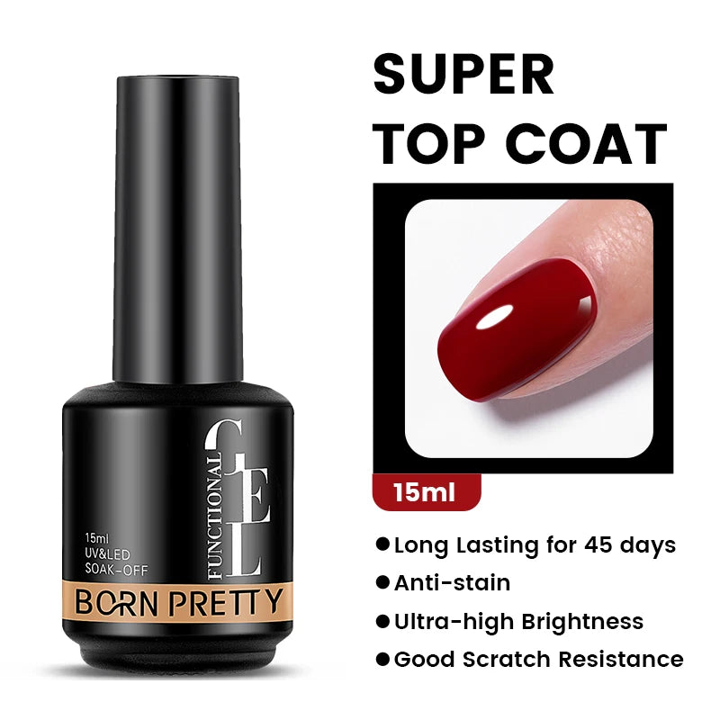 BORN PRETTY 15ml Jelly Nude Rubber Base Gel Natural Milky White Clear Semi Permanent Self-Leveling Soak Off UV LED Gel Varnish