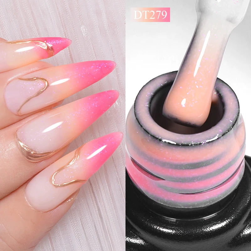 MEET ACROSS 7ml 36Colors Glitter Thermal Gel Nail Polish 3 Colors Changing Soak Off Gel Winter Semi Permanant Nail Art Varnish
