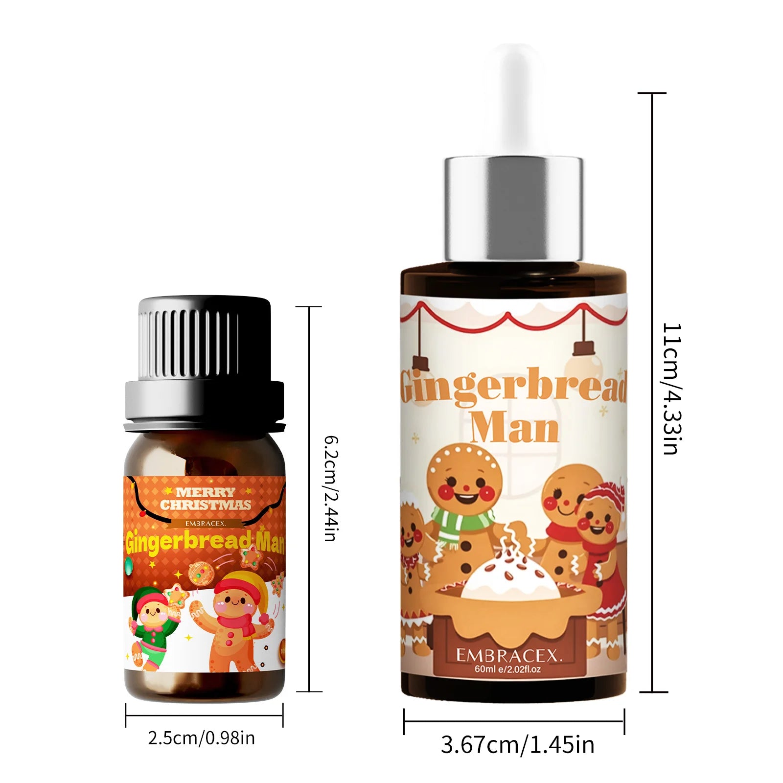 10ml 60ml Gingerbread Man Fragrance Essential Oils Long Lasting Perfumes Can Make Christmas Candle Perfume Oil