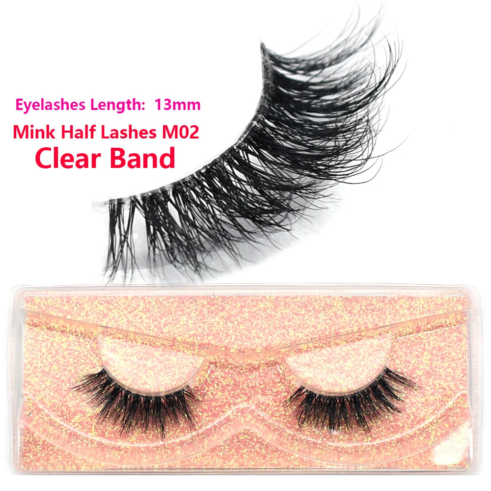 Half Lashes Short Mink Eyelashes Fluffy Soft False Eyelashes Wispy Cross Strip Eye Lashes Natural Mink Eyelash Extension Makeup