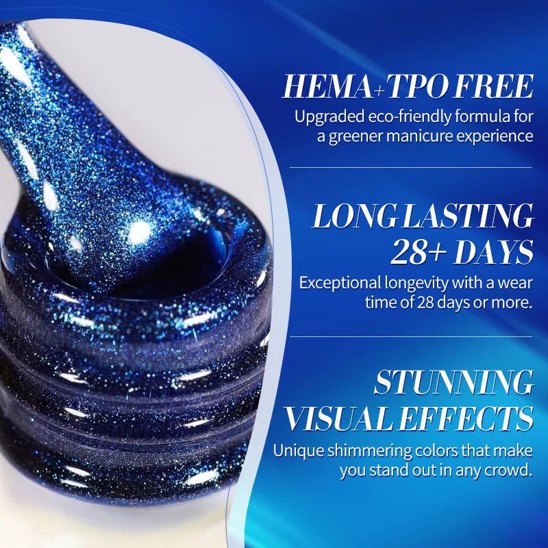 BORN PRETTY 10ml Rhine Lake Blue Cat Magnetic Gel Dark Blue Glitter Soak Off UV Gel Nail Art Varnish Manicure Nail Art Salon