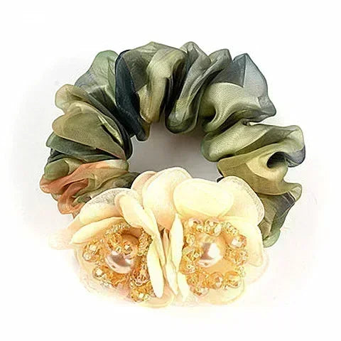 Women Lace Hair Scrunchies  Bow Hair Fantaisie Tie High Elasticity