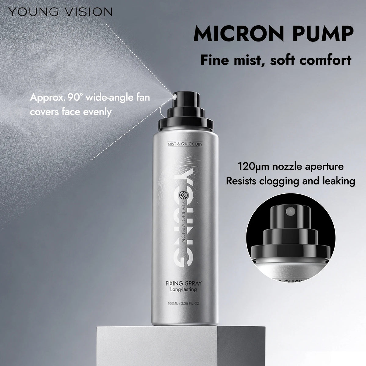 YOUNG VISION 100ml Makeup Setting Spray – Long-Lasting Matte Finish, Oil-Control, 3-Layer Film-Forming, Alcohol-Free, Hydrating,