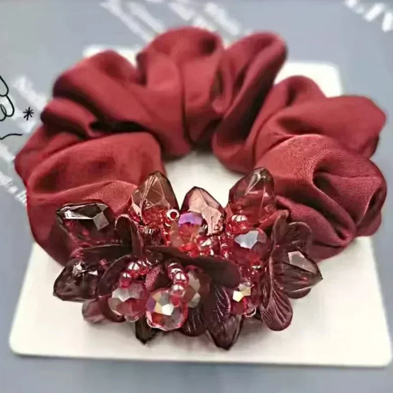 Women Lace Hair Scrunchies  Bow Hair Fantaisie Tie High Elasticity