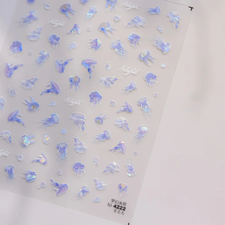 5D Jelly Flower Nail Stickers Delicate Petal Blossom Shiny Like Translucent Floral Self Adhesive Decoration Manicure Decal DIY