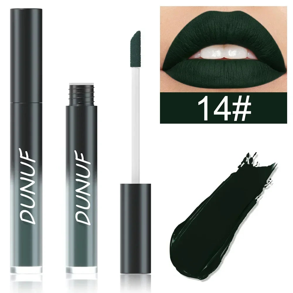 32 Color Lipstick Matte Lasting Lip Gloss Moisturizing Non-stick Cup Halloween Party Purple Blue Black Highly Pigments Lip Glaze
