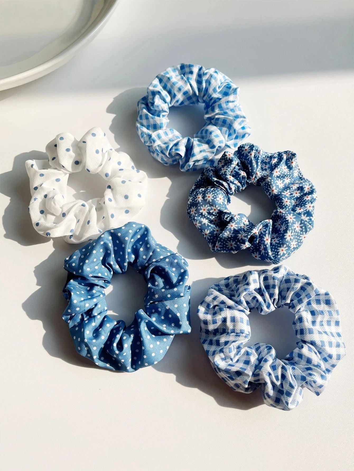5Pcs Polka Dot Print Scrunchie Elegant Scrunchies Hair Ties Scrunchy Hair Ties