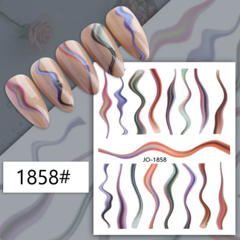 Nail Stickers 3D  Metal Line Sliver Gold Thorns Vine Curve Stripe Lines Tape Swirl Sliders Manicure Adhesive Gel Nail Art Decals
