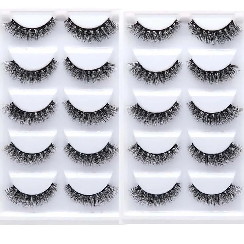 AMSNCN NEW 5Pair 100% Real 3D Mink Lashes Soft Natural False Eyelashes Makeup Long Eye Lashes Eyelash Extension CiliosH13mini