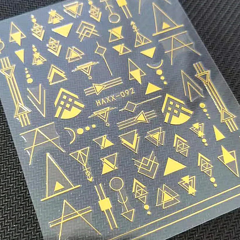 Shiny Gold Star Moon Sun Nail Stickers for Manicure Accessories Heart Feather Animals Printing Self Adhesive Nail Wrap
