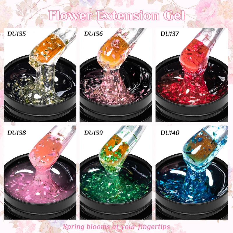 Flower Quick Extension Gel Nail Polish Dried Flower Construct UV Hard Gel Semi Permanent Acrylic Extension Nail Art Varnish DIY