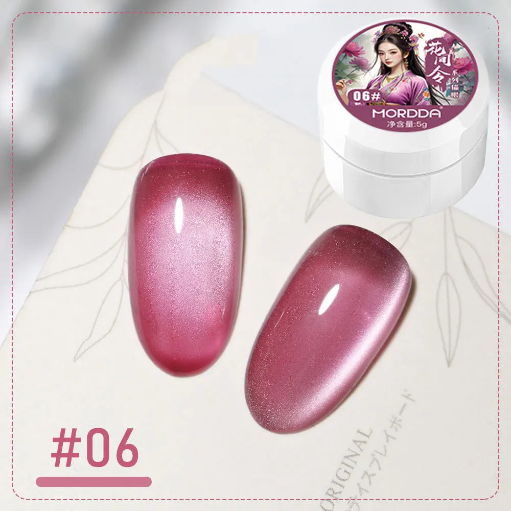 6ml Jelly Nude/Pink/Blue Cat Eye Magnetic Nail Gel Polish Glitter Silk Mirror Cat Eye's Gel Varnish Soak Off UV Gel Nail Polish