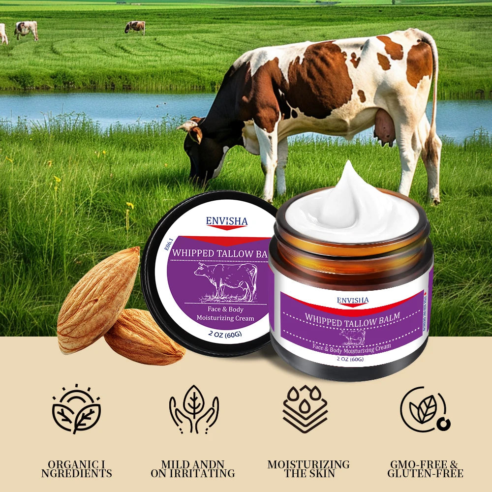 Face Cream Whipped Tallow Balm Collagen Hyaluronic Acid Skin Care Anti-Wrinkle Aging Moisturizing Shrink Pores Whitening Smooth
