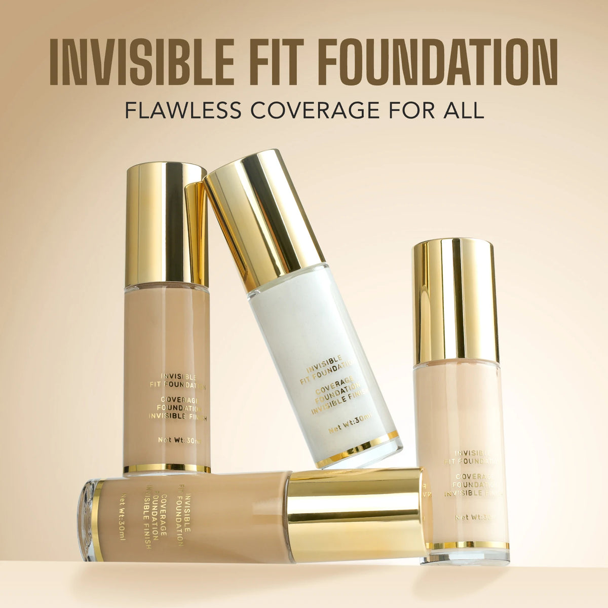 2 Pcs Liquid Foundation 3 Shades 30ml Ea. Natural Lightweight Full Coverage Long-Lasting Oil Control Concealer Base Makeup for All Skin Types