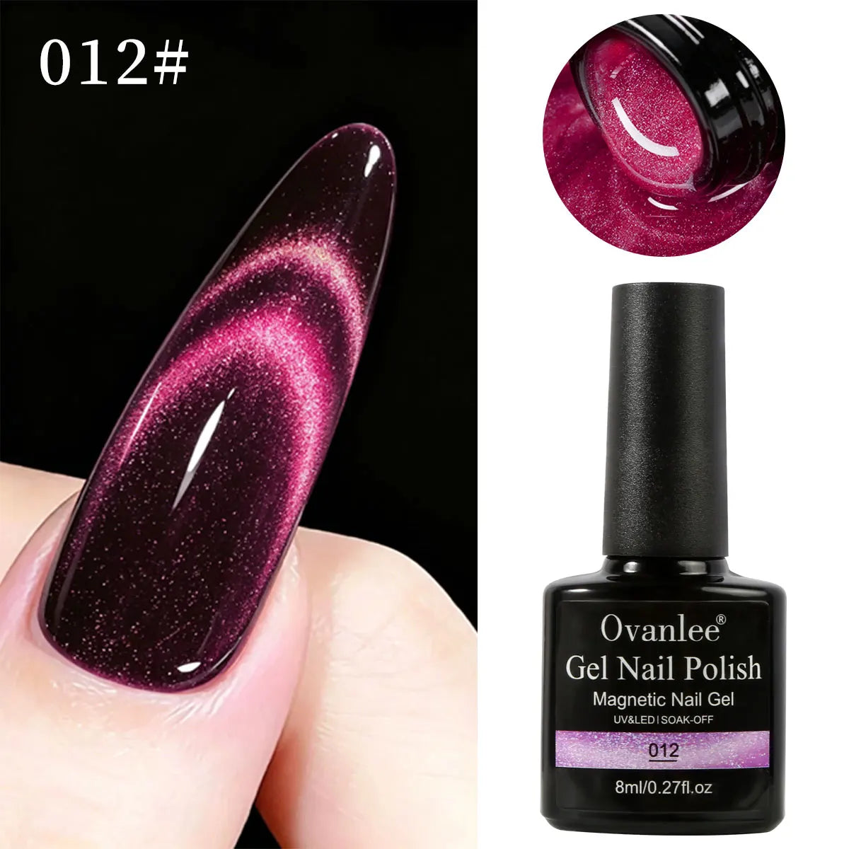 6pc 12 Colors Available Reflective Cat Eye Magnetic Soak-Off UV LED Gel Nail Polish, Fashion Holographic Nail Art Tools For Women