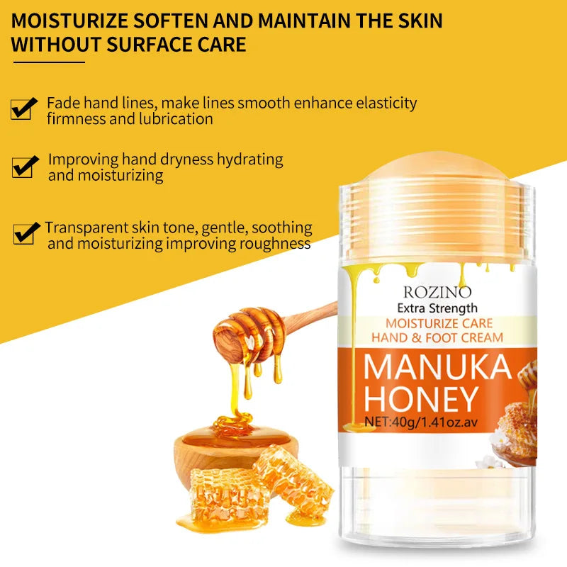 Anti Drying Foot Cream Urea Cracked Heel,Manuka Honey Foot Hand Cream Stick Extra Strength for Dry & Cracked Feet Elbows Knees