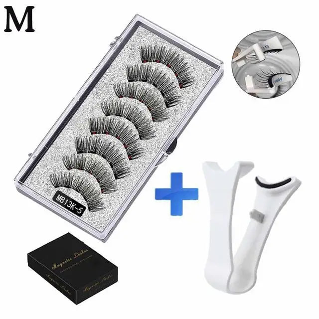 3D Natural Magnetic Eyelashes,With 5 Magnetic Lashes Eyelashes Handmade False Gift Reusable Magne T6N2