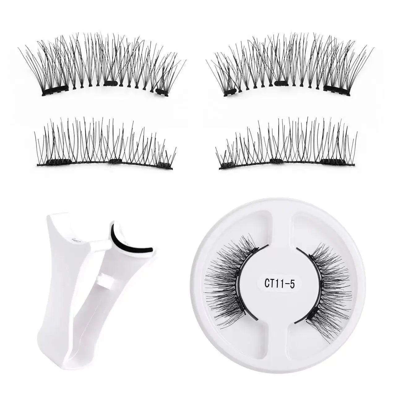 New 1 Pair Magnetic Eyelashes Handmade 3D Fluffy Faux Mink Lashes Reusable Natural False Eyelashes Magnetic Tweezers Makeup Set