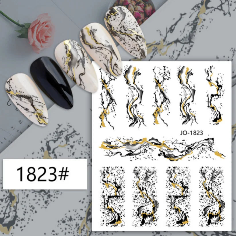 Nail Stickers 3D  Metal Line Sliver Gold Thorns Vine Curve Stripe Lines Tape Swirl Sliders Manicure Adhesive Gel Nail Art Decals