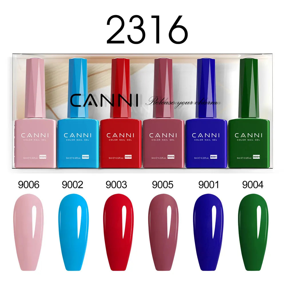 6pcs*9ml HEMA TPO FREE Nail Gel Polish CANNI Semi Permanent Jelly Pink Nude Color Gel Varnish Great Coverage UV LED Lacquer