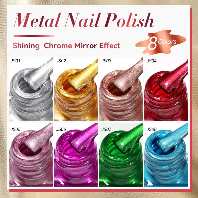 LILYCUTE 7ML Super Bright Silver Metallic Nail Polish No Need Lamp Quick Dry French Style Glass Bottle Manicure Nail Art Varnish