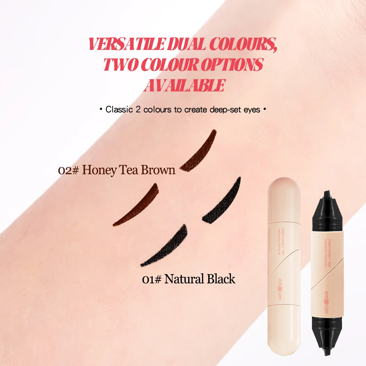1 waterproof eyeliner pen, fast drying, durable, smooth and easy to color, can create a natural eye makeup