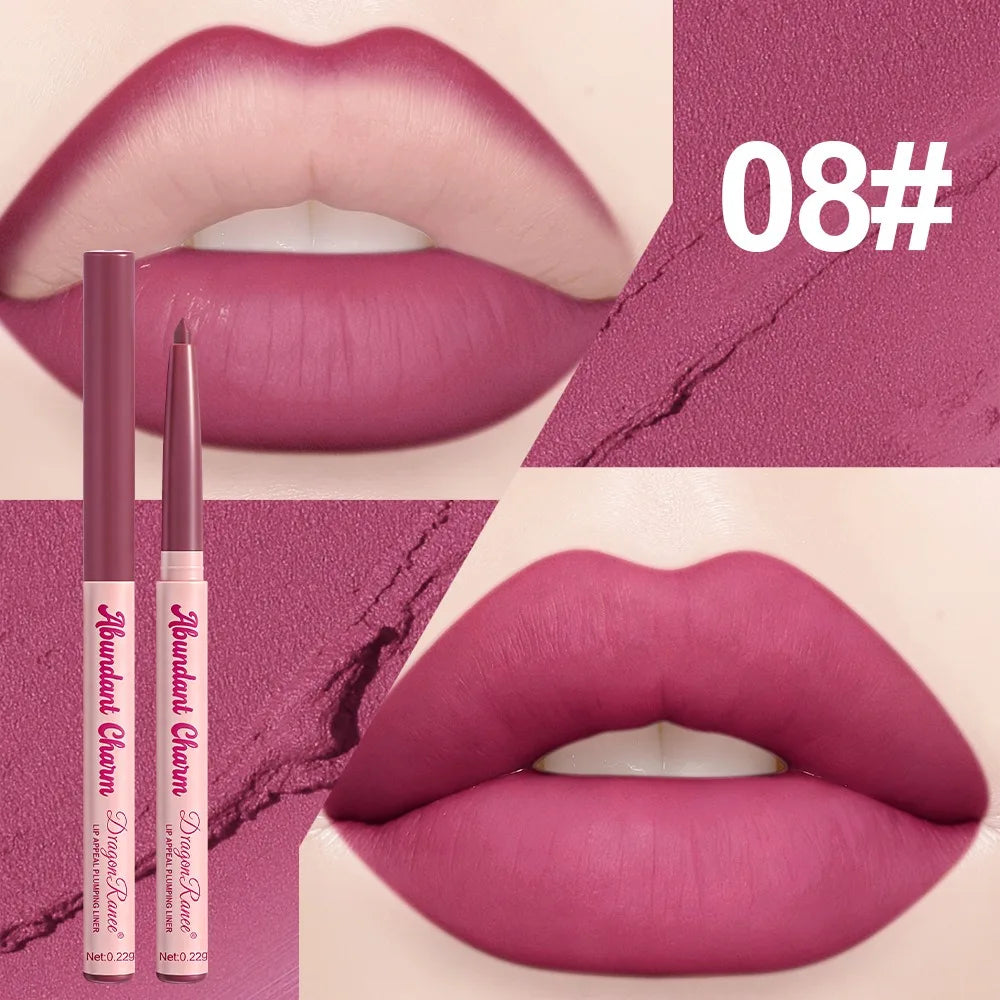 Long-Lasting Waterproof Matte Nude Lip Liner Lisptick Pen High Pigmentation Retractable Smooth Application Makeup Cosmetics
