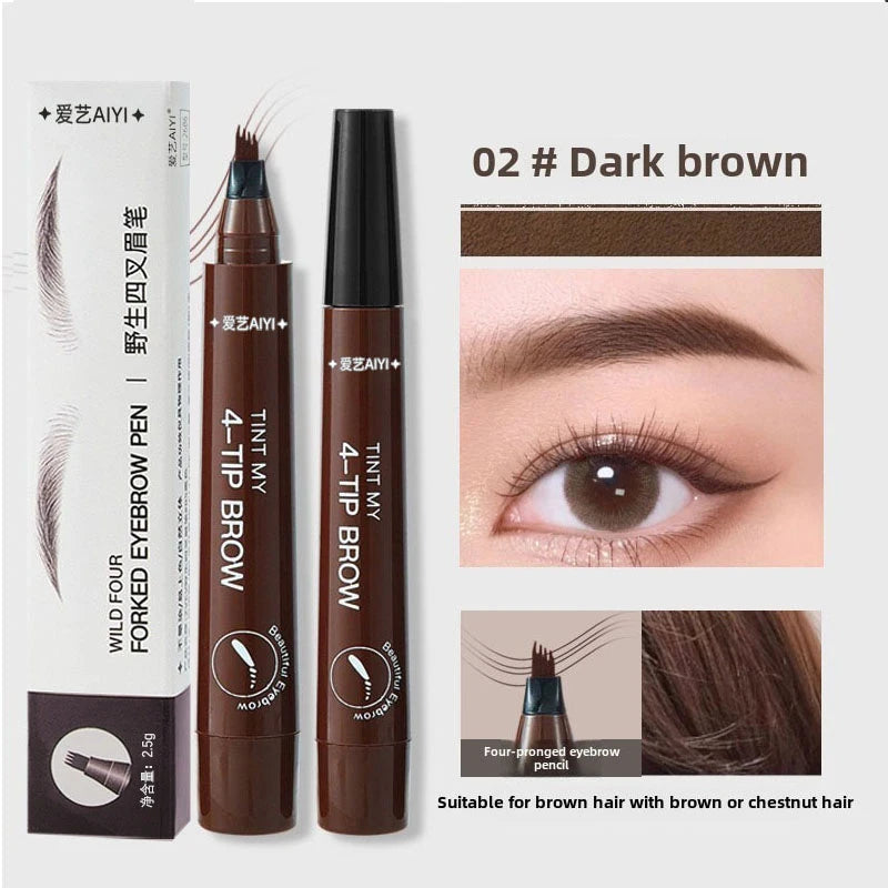 AIYI 4-Prong Eyebrow Pencil Waterproof Microblading Long Lasting Natural Smudge Proof Brow Pen