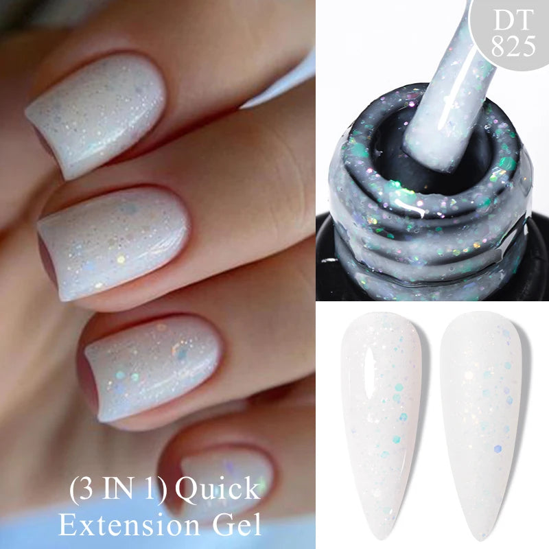 MEET ACROSS 7ml Dark Color Glitter Top Coat Gel For Nails Brocade Powder 2 In 1 Chameleon Nail Art Gel Varnish Manicure
