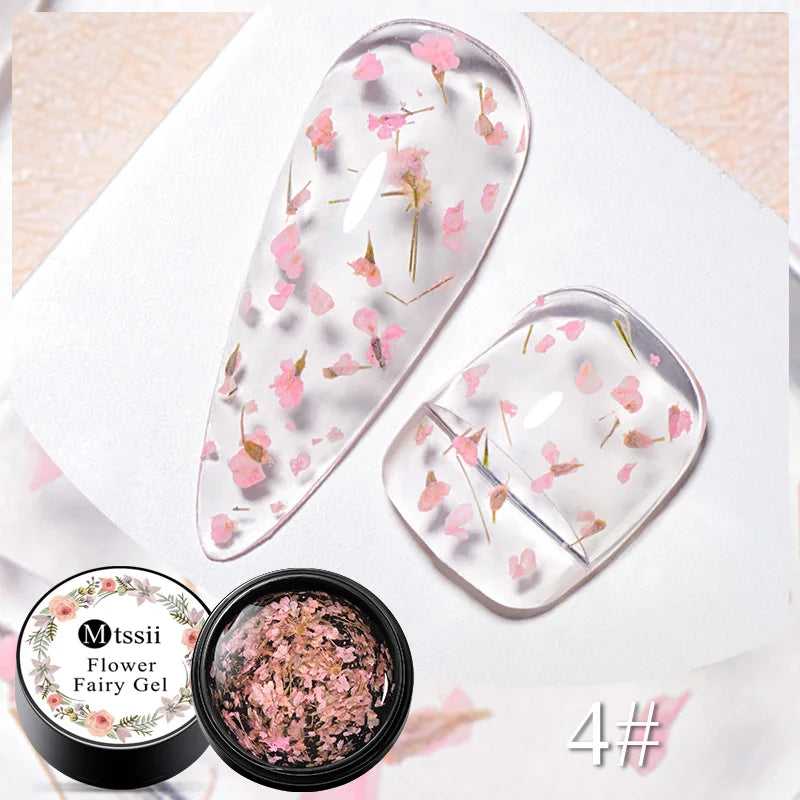 5ml Mtssii Dried Flower Gel Nail Polish Natural Flower Fairy Series Semi Permanent Soak Off UV Nail Art Varnish Manicure Design