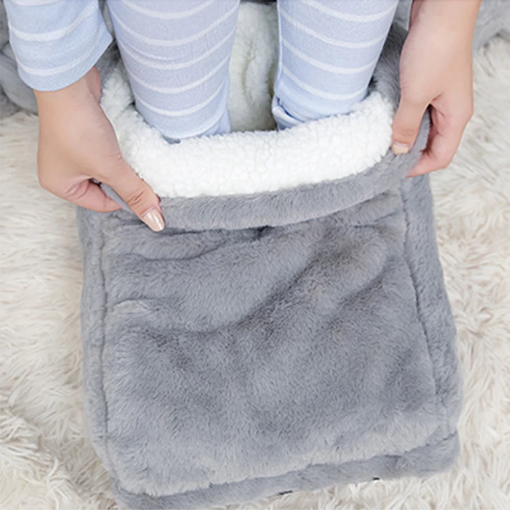 Electric Foot Warmer USB Charging Foot Heating Pad Comfort Fleece Suede Cushion Foot Heater Couple Slippers for Bedroom Sleeping