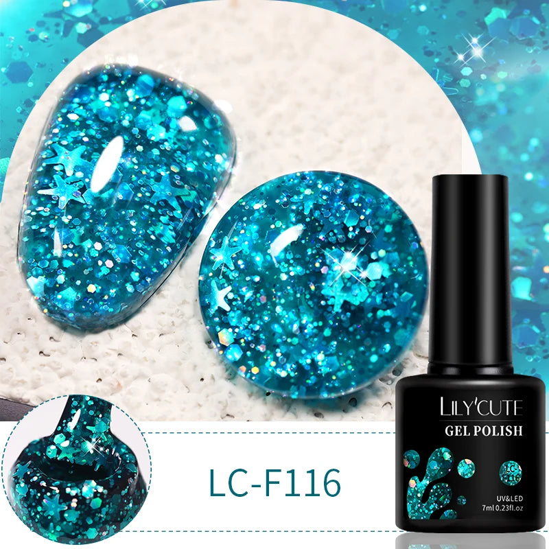 LILYCUTE 7ml 9D Black Crystal Cat Magnetic Gel Nail Polish Laser Silver Glitter Semi Permanent Manicure For Nail Art Gel Varnish