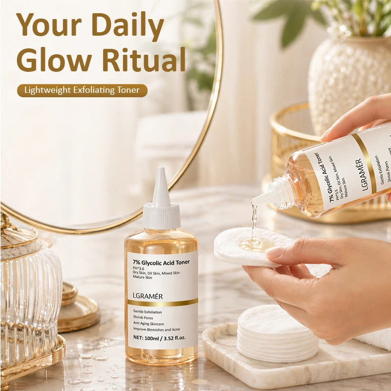 7% Glycolic Acid Exfoliating Toner,Exfoliating Facial Toner,Pore Minimizing Toner,Smooth Skin, Even Tone,Hydrating Formula 100ml