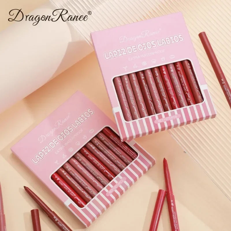 Waterproof Matte Lipliner Pencil Sexy Red Contour Lip Tint Lip Stick Lasting Moisturising Non-stick Cup Lips Makeup 12Colors
