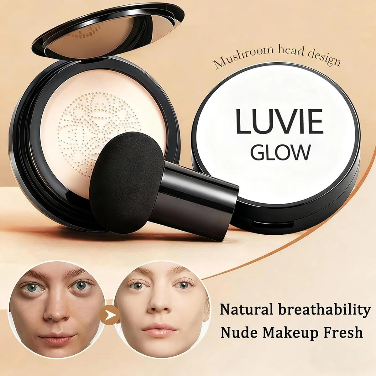 Glow Foundation Mushroom Head Air Cushion CC BB Cream Full Coverage Makeup Foundation Long Lasting Hydrating Even Skin Tone