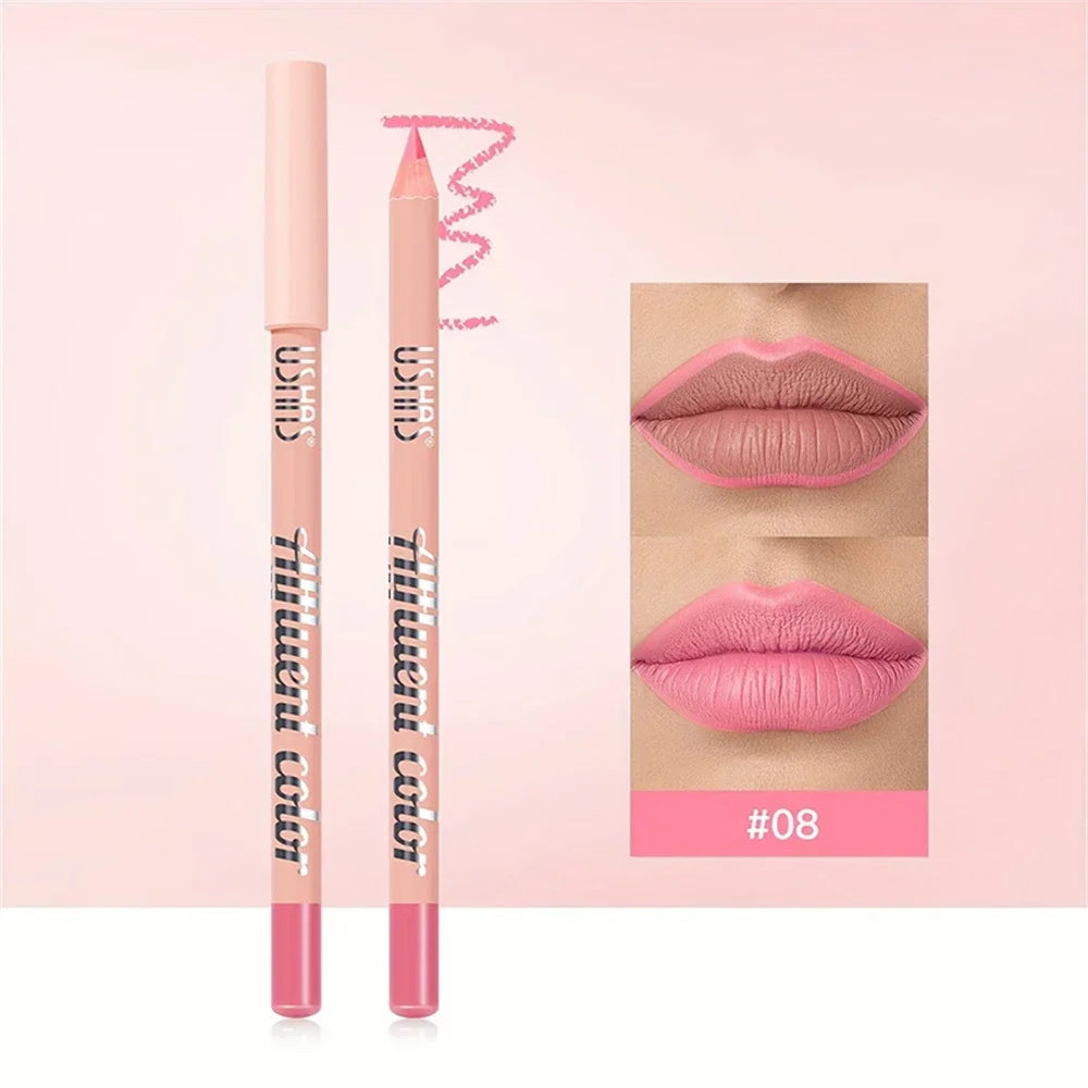 Fine Slim Lip Pencil Waterproof Easy To Color Matte Pink Purple Long-lasting Waterproof Non Stick Cup Pigment Sexy Lip Cosmetics