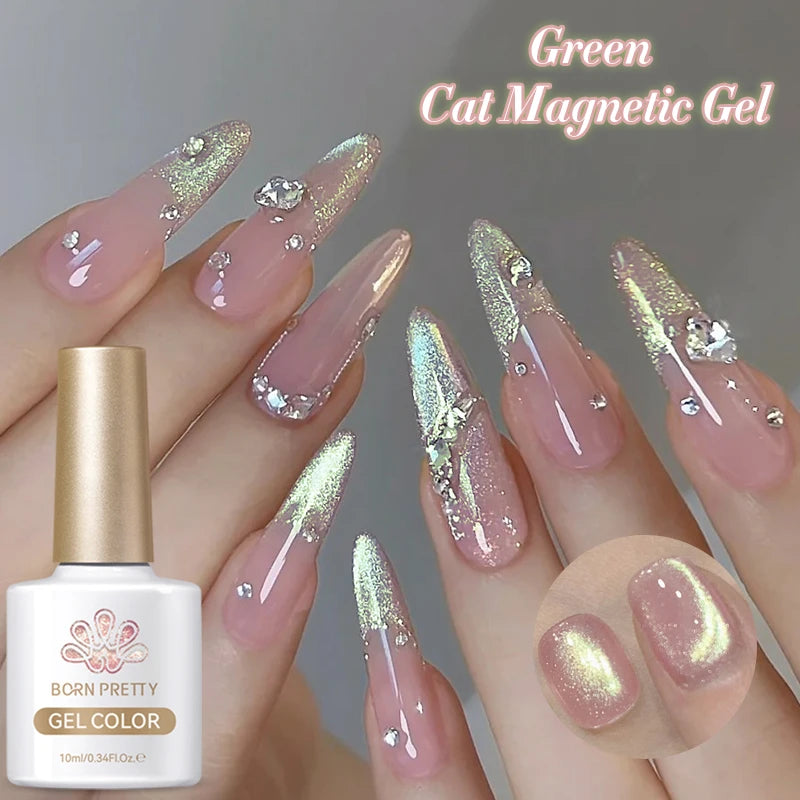 BORN PRETTY 10ml Wishing Apple Red Glass Bead Cat Magnetic Gel Ultra Shine Soak Off UV Gel Nail Art Varnish Nail Supplies